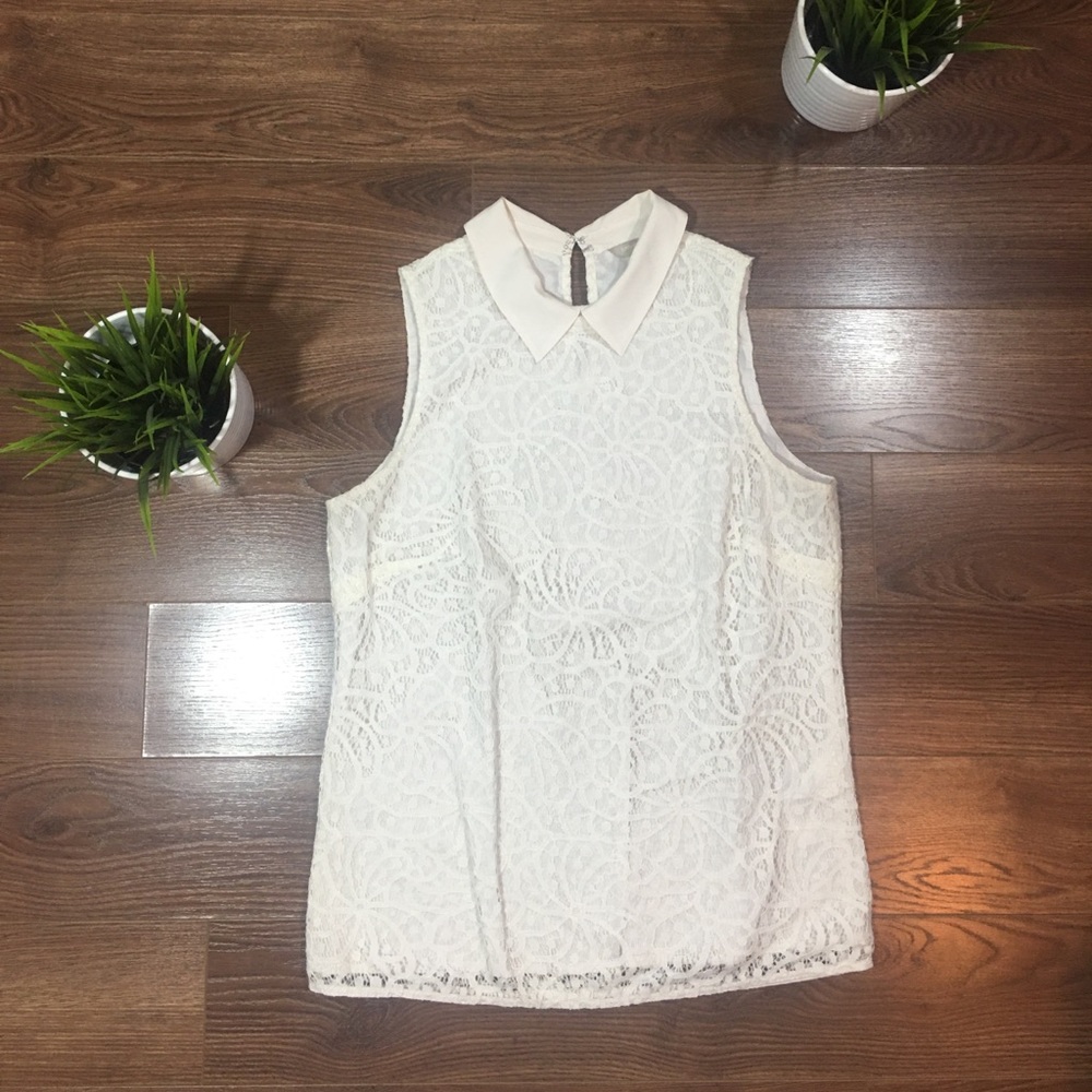 Banana Republic Cream Sleeveless Lace Top, Size XS